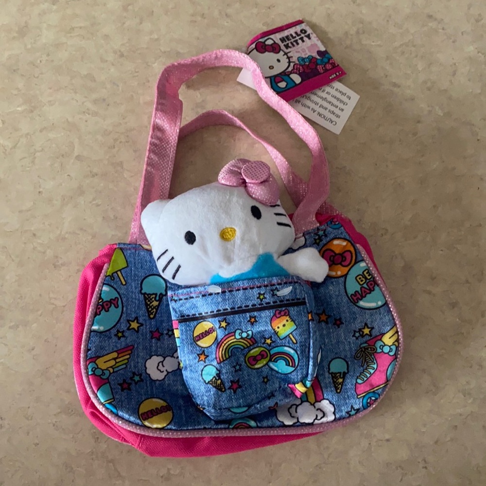 Sanrio Hello Kitty Rainbow Embroidered Doll & Colorful Purse Set